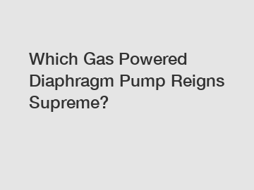 Which Gas Powered Diaphragm Pump Reigns Supreme?