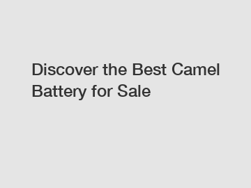 Discover the Best Camel Battery for Sale
