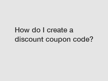 How do I create a discount coupon code?