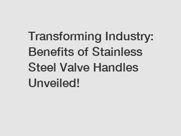 Transforming Industry: Benefits of Stainless Steel Valve Handles Unveiled!